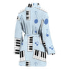 Piano Blue Pattern Print Women Long Robe-grizzshop