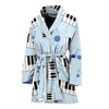 Piano Blue Pattern Print Women Long Robe-grizzshop