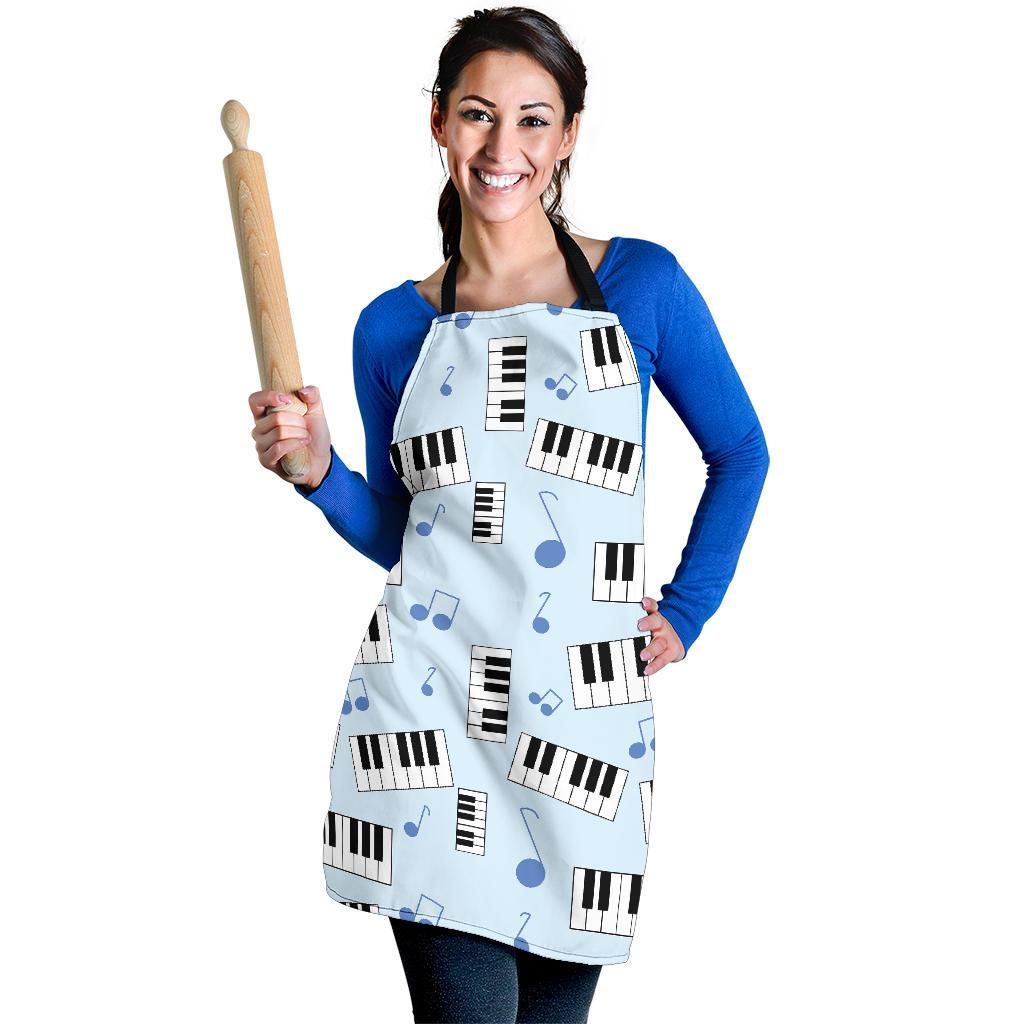 Piano Blue Pattern Print Women's Apron-grizzshop