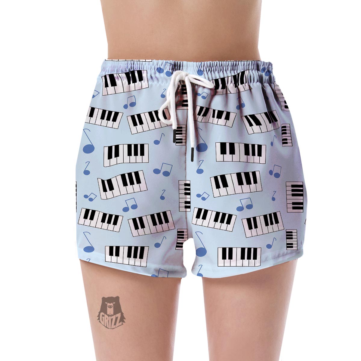 Piano Blue Pattern Print Women's Shorts-grizzshop