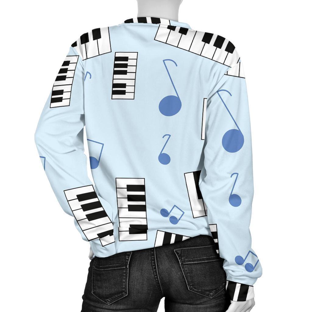 Piano Blue Pattern Print Women's Sweatshirt-grizzshop