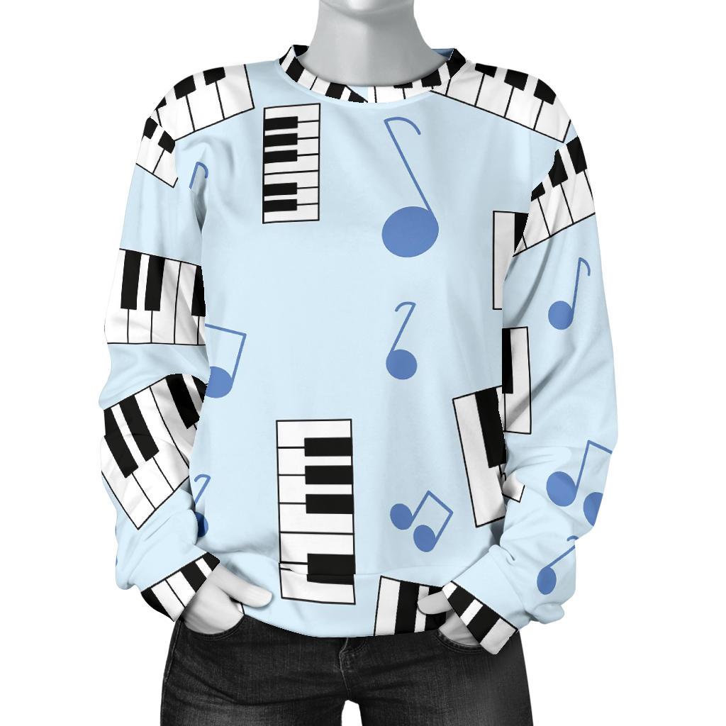 Piano Blue Pattern Print Women's Sweatshirt-grizzshop