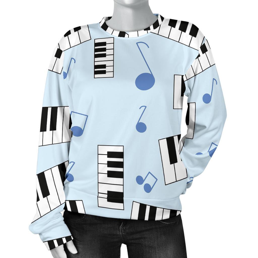 Piano Blue Pattern Print Women's Sweatshirt-grizzshop