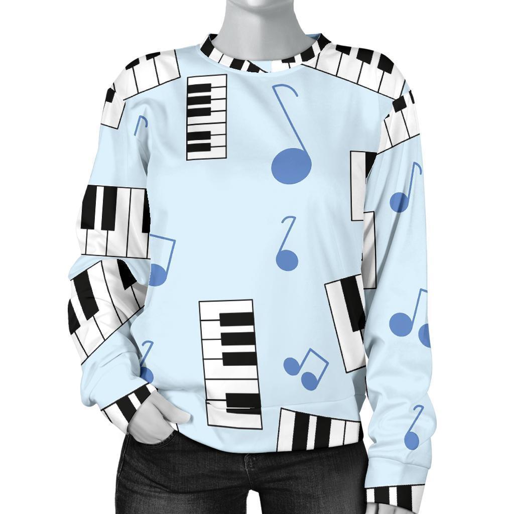 Piano Blue Pattern Print Women's Sweatshirt-grizzshop