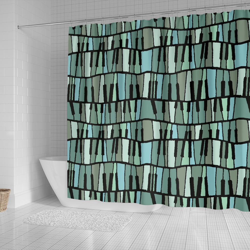 Piano Green Pattern Print Bathroom Shower Curtain-grizzshop