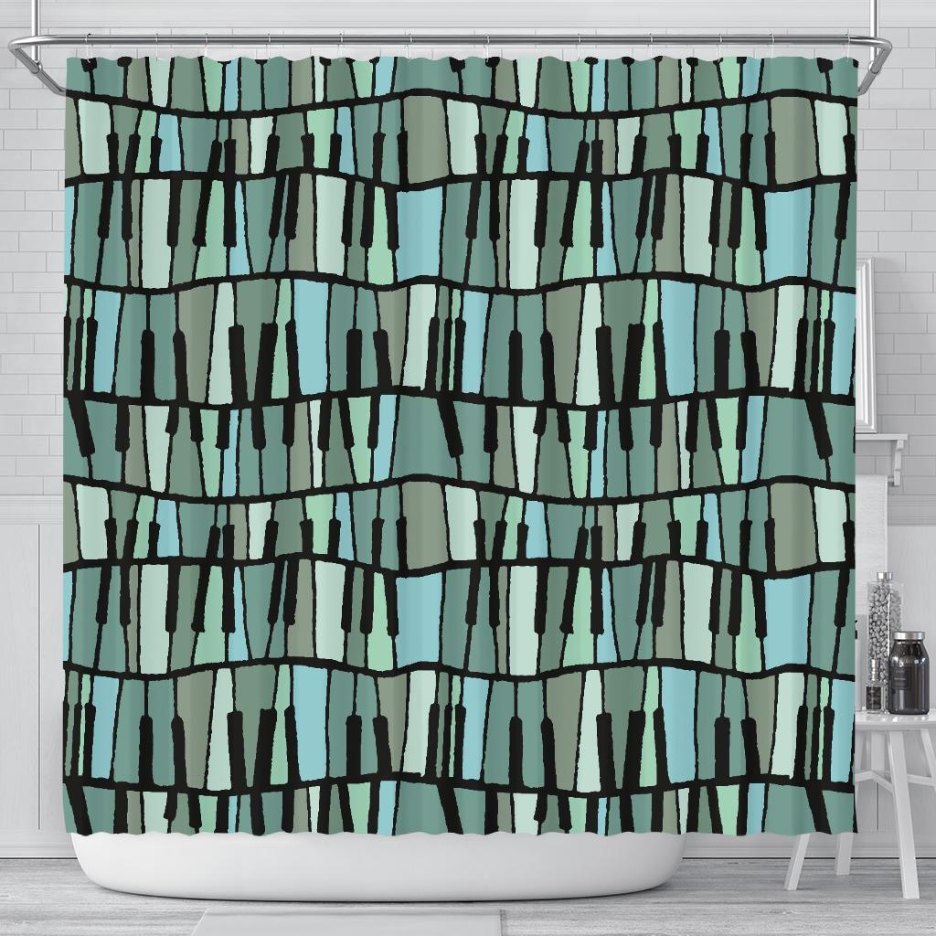 Piano Green Pattern Print Bathroom Shower Curtain-grizzshop