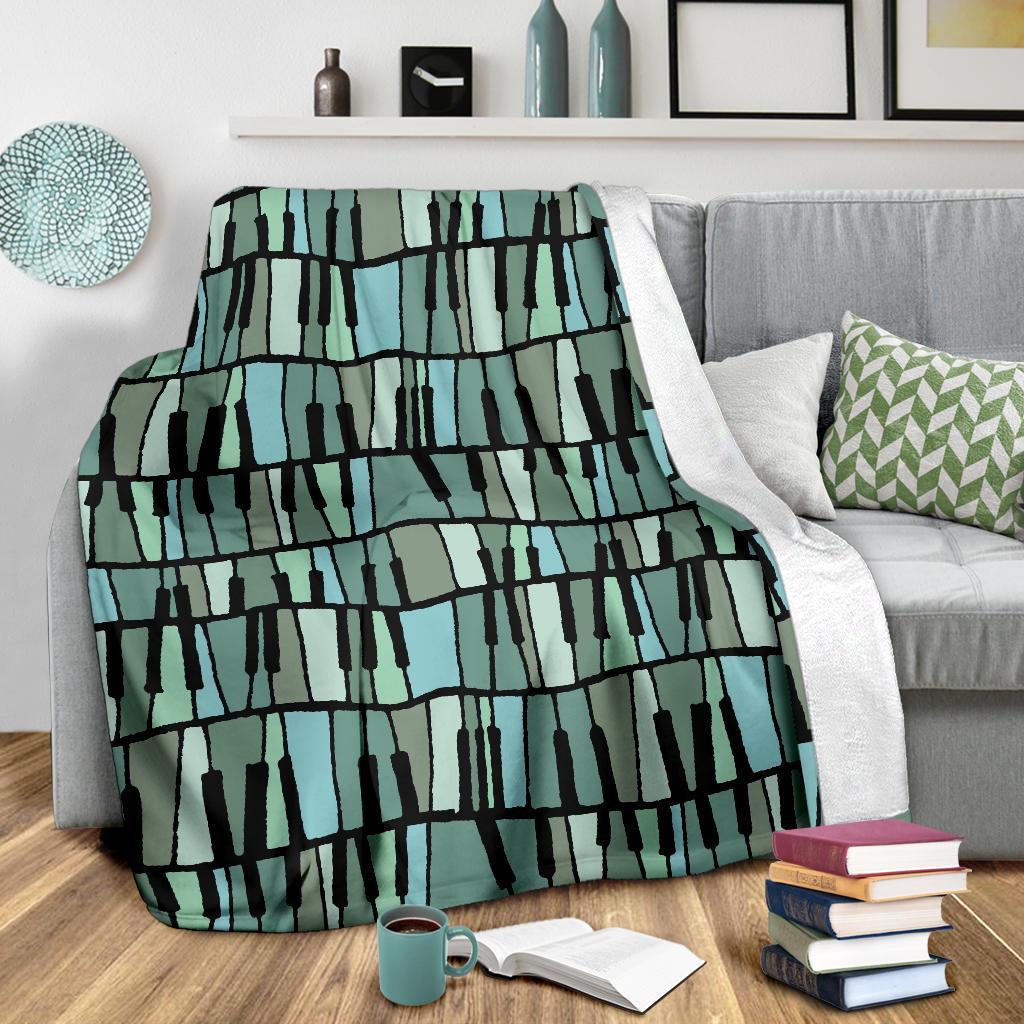 Piano Green Pattern Print Blanket-grizzshop