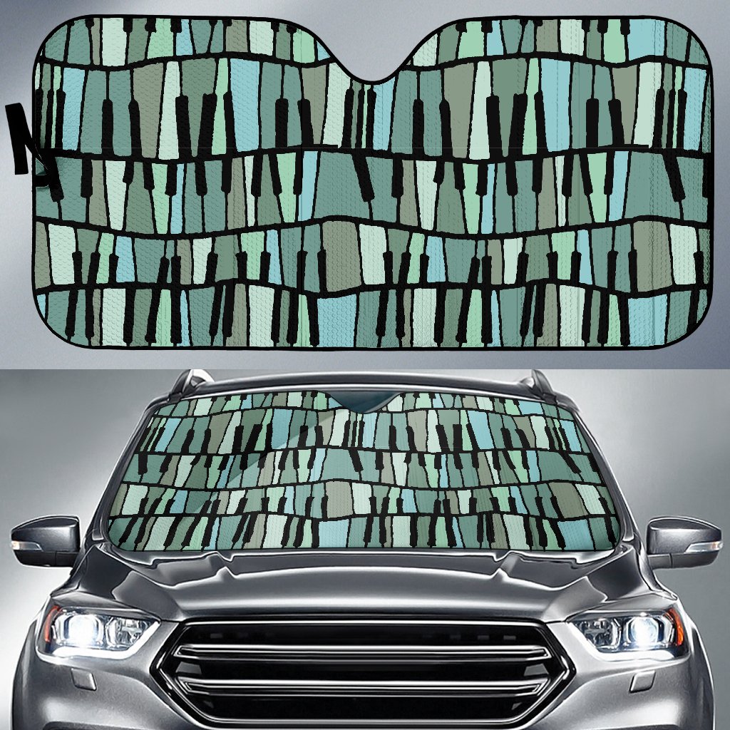 Piano Green Pattern Print Car Sun Shade-grizzshop