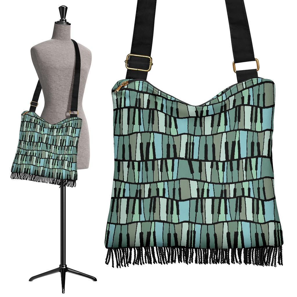 Piano Green Pattern Print Crossbody bags-grizzshop