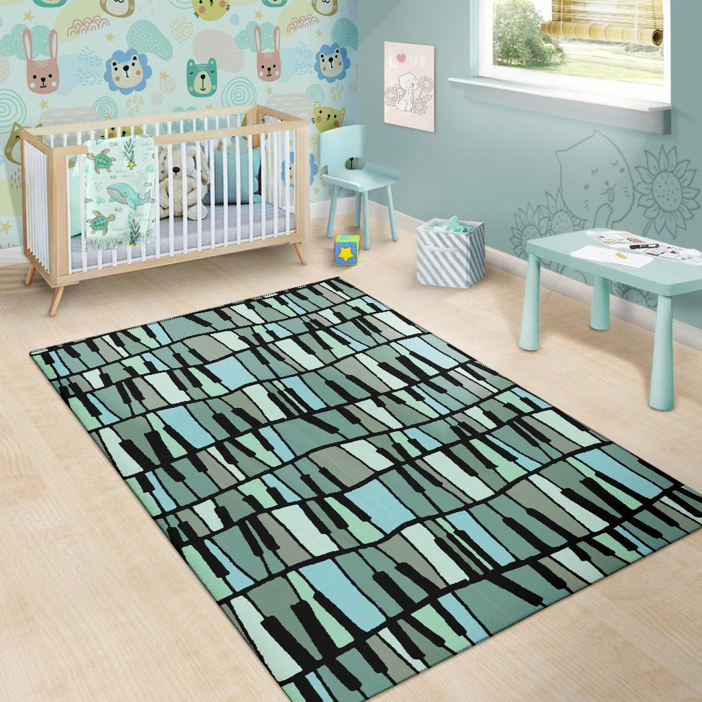 Piano Green Pattern Print Floor Mat-grizzshop