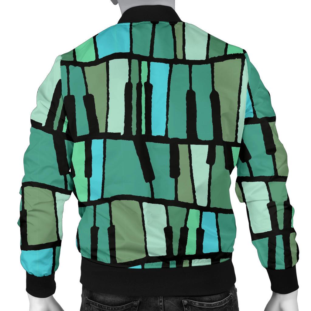 Piano Green Pattern Print Men's Bomber Jacket-grizzshop