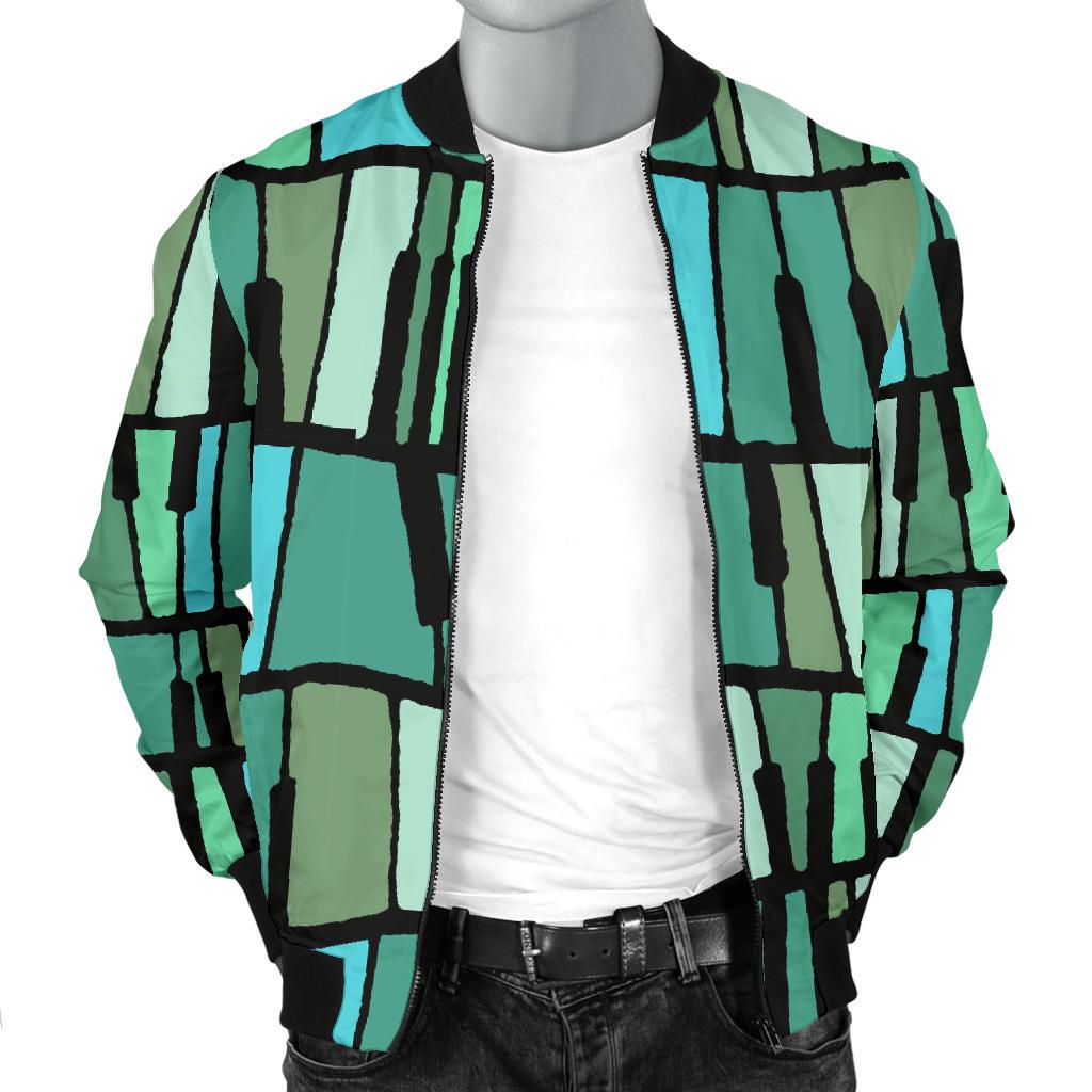 Piano Green Pattern Print Men's Bomber Jacket-grizzshop