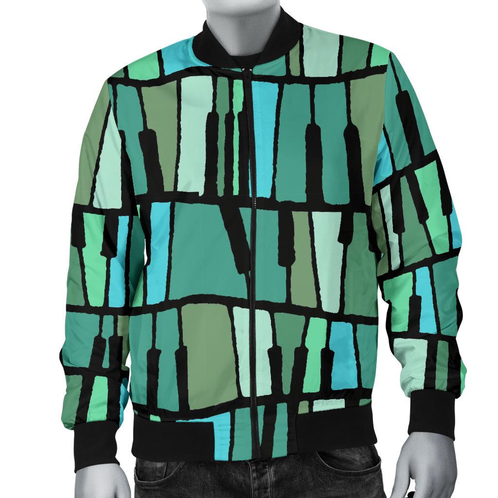 Piano Green Pattern Print Men's Bomber Jacket-grizzshop