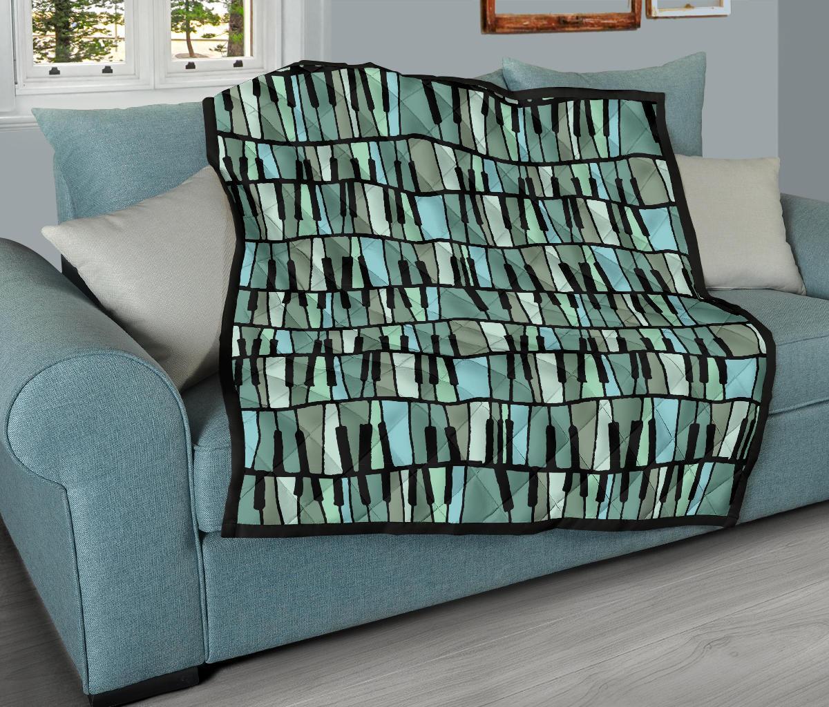 Piano Green Pattern Print Quilt-grizzshop