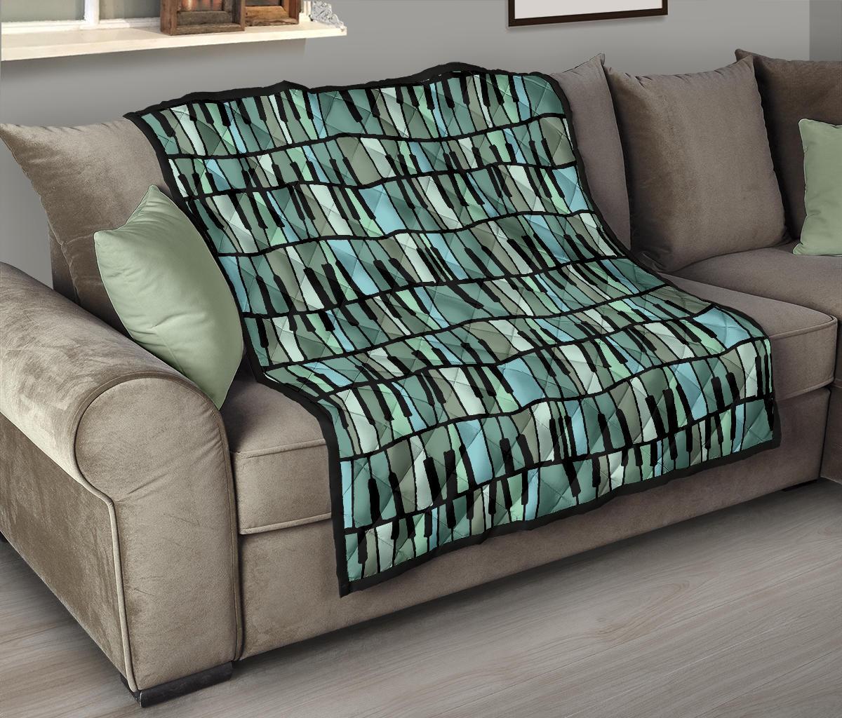 Piano Green Pattern Print Quilt-grizzshop