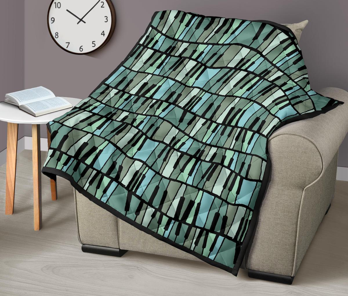 Piano Green Pattern Print Quilt-grizzshop