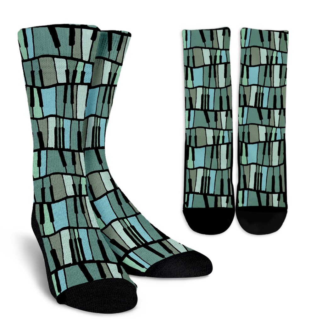 Piano Green Pattern Print Unisex Crew Socks-grizzshop