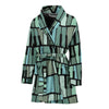 Piano Green Pattern Print Women Long Robe-grizzshop