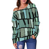 Piano Green Pattern Print Women Off Shoulder Sweatshirt-grizzshop