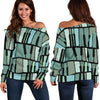 Piano Green Pattern Print Women Off Shoulder Sweatshirt-grizzshop