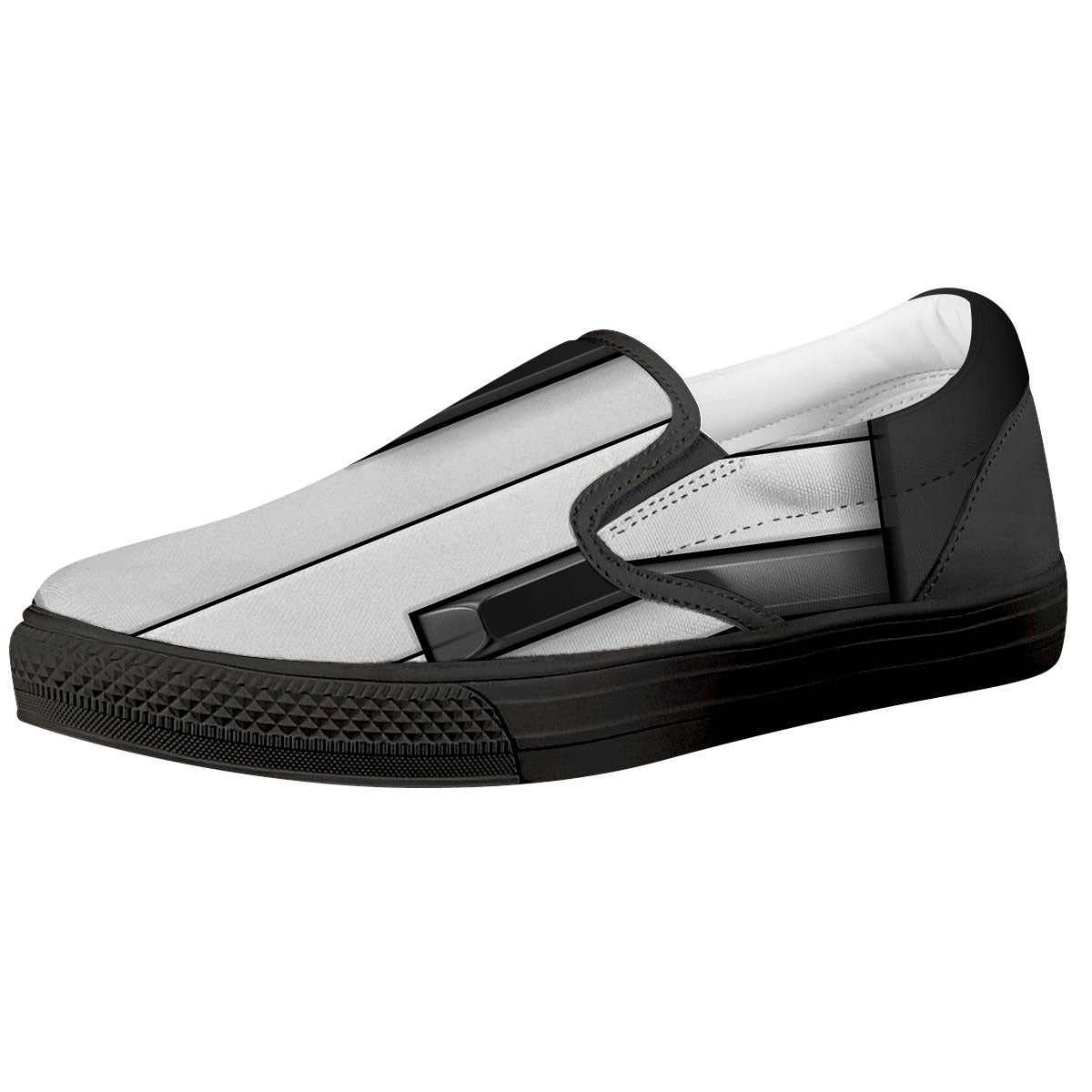 Piano Keyboard Print Black Slip On Shoes-grizzshop