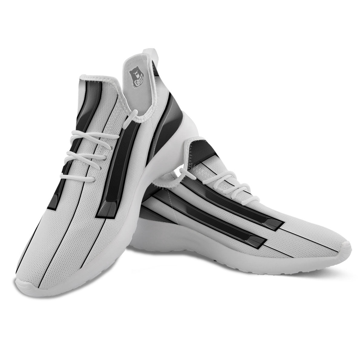 Piano Keyboard Print White Athletic Shoes-grizzshop