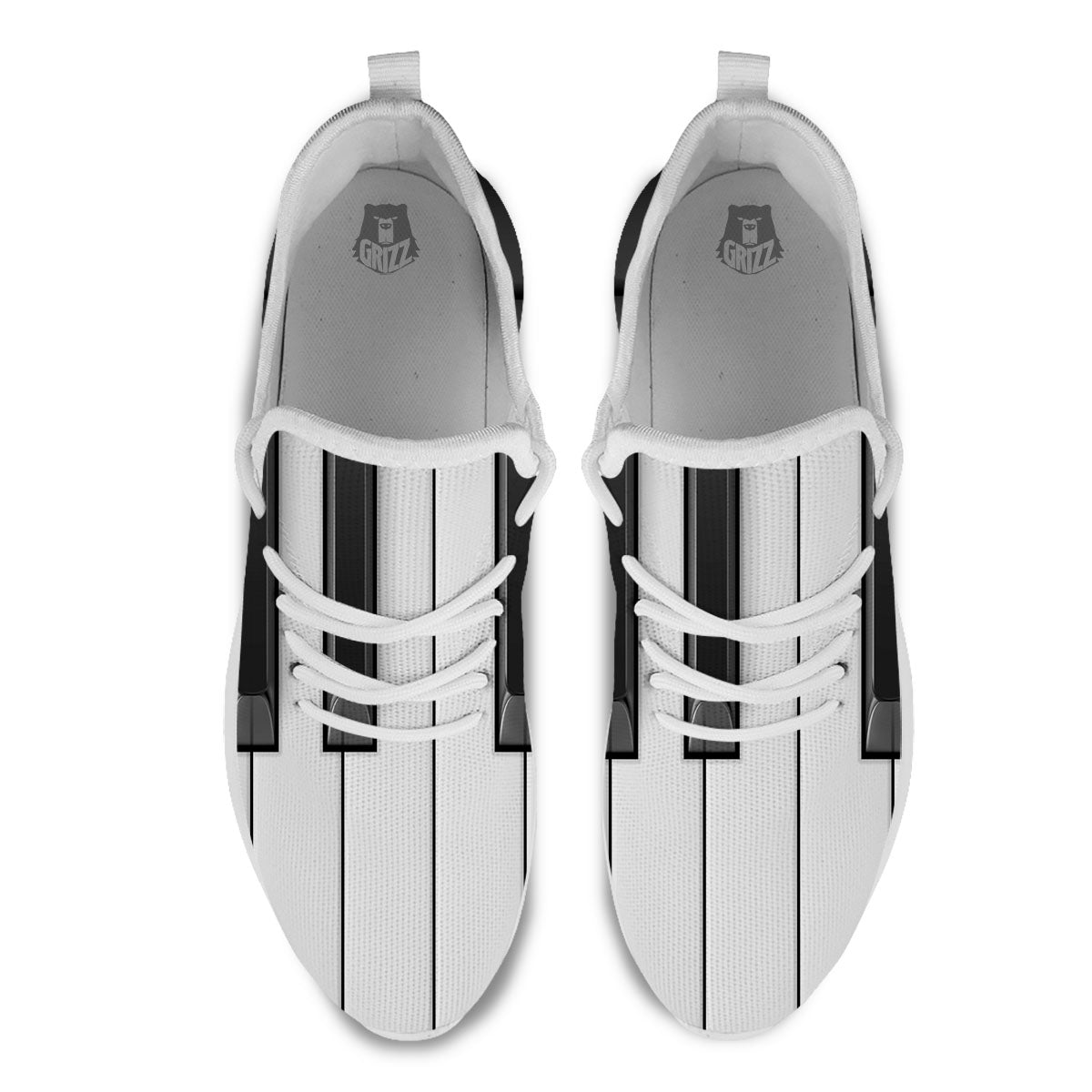 Piano Keyboard Print White Athletic Shoes-grizzshop