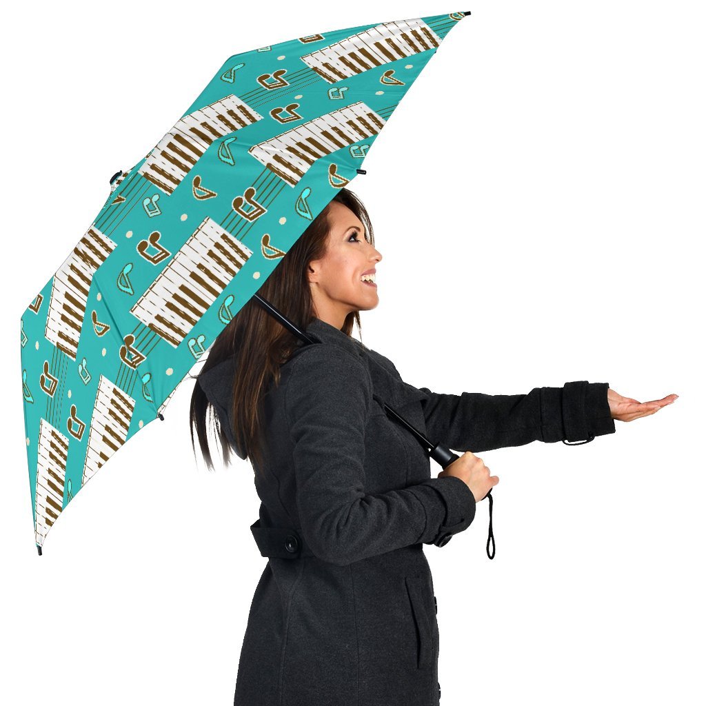Piano Pattern Print Automatic Foldable Umbrella-grizzshop