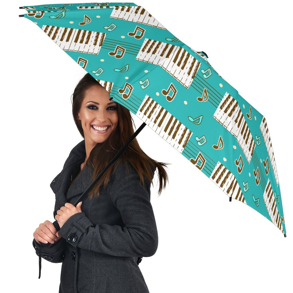 Piano Pattern Print Automatic Foldable Umbrella-grizzshop