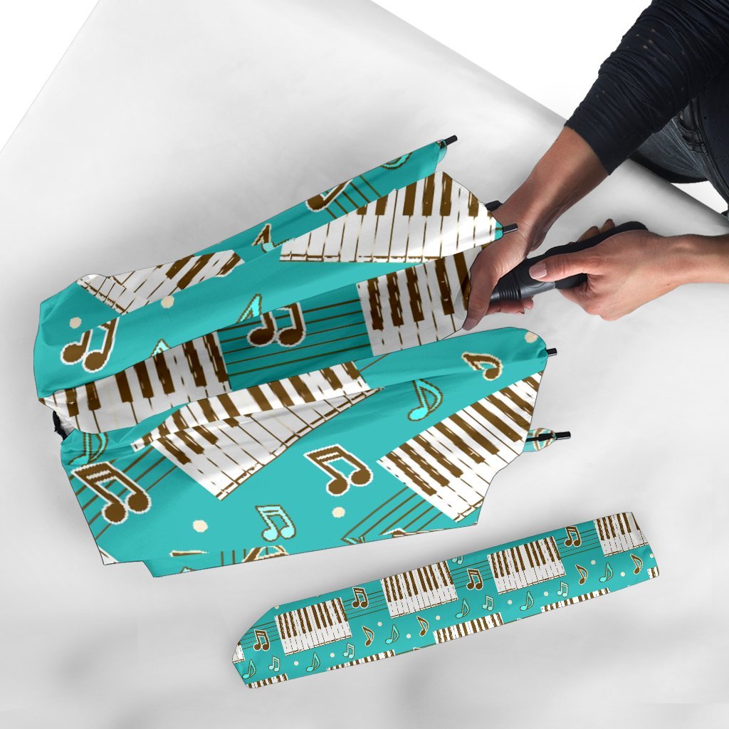 Piano Pattern Print Automatic Foldable Umbrella-grizzshop