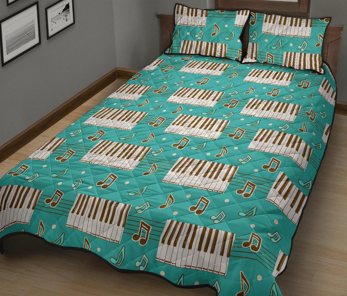 Piano Pattern Print Bed Set Quilt-grizzshop