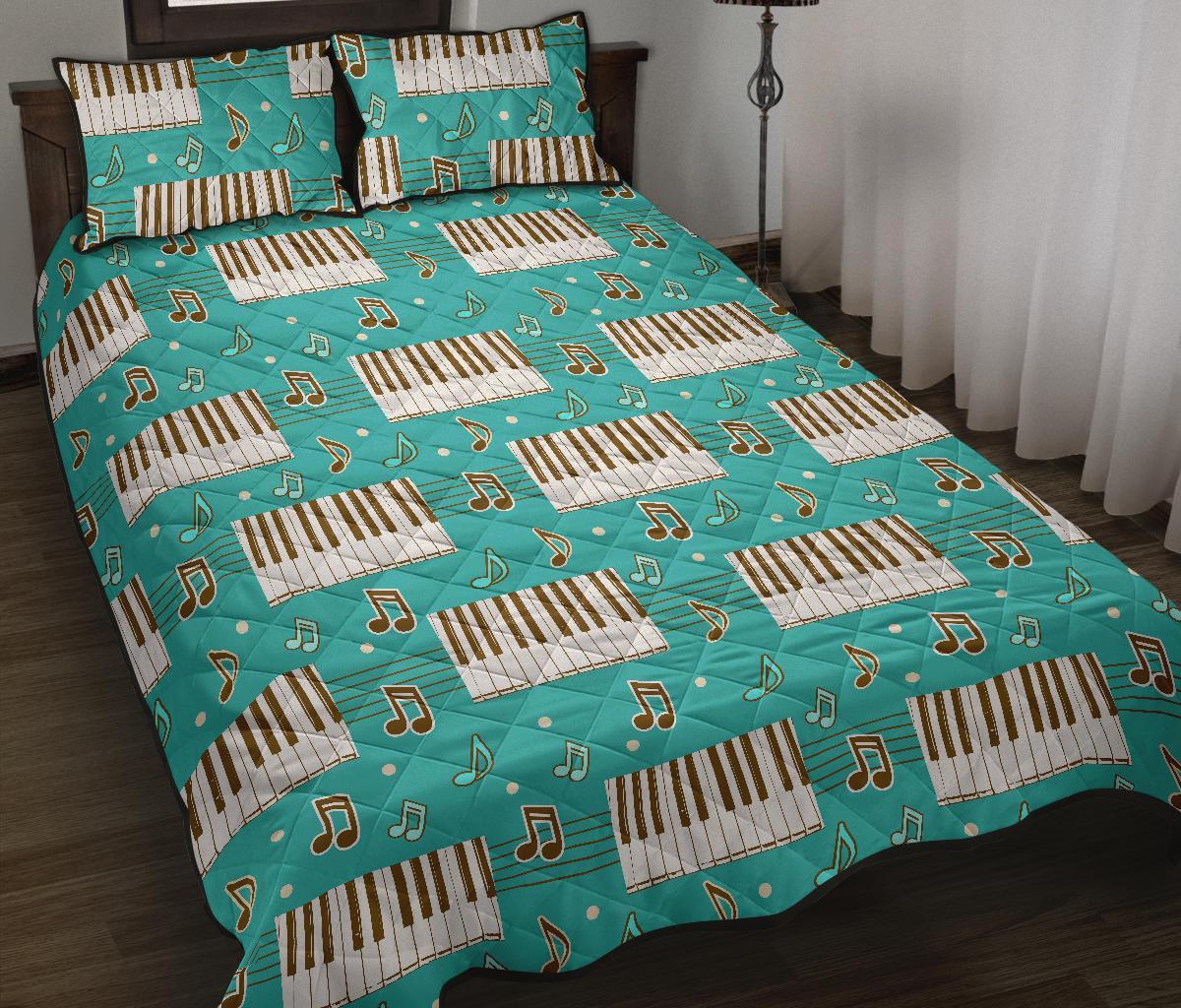 Piano Pattern Print Bed Set Quilt-grizzshop