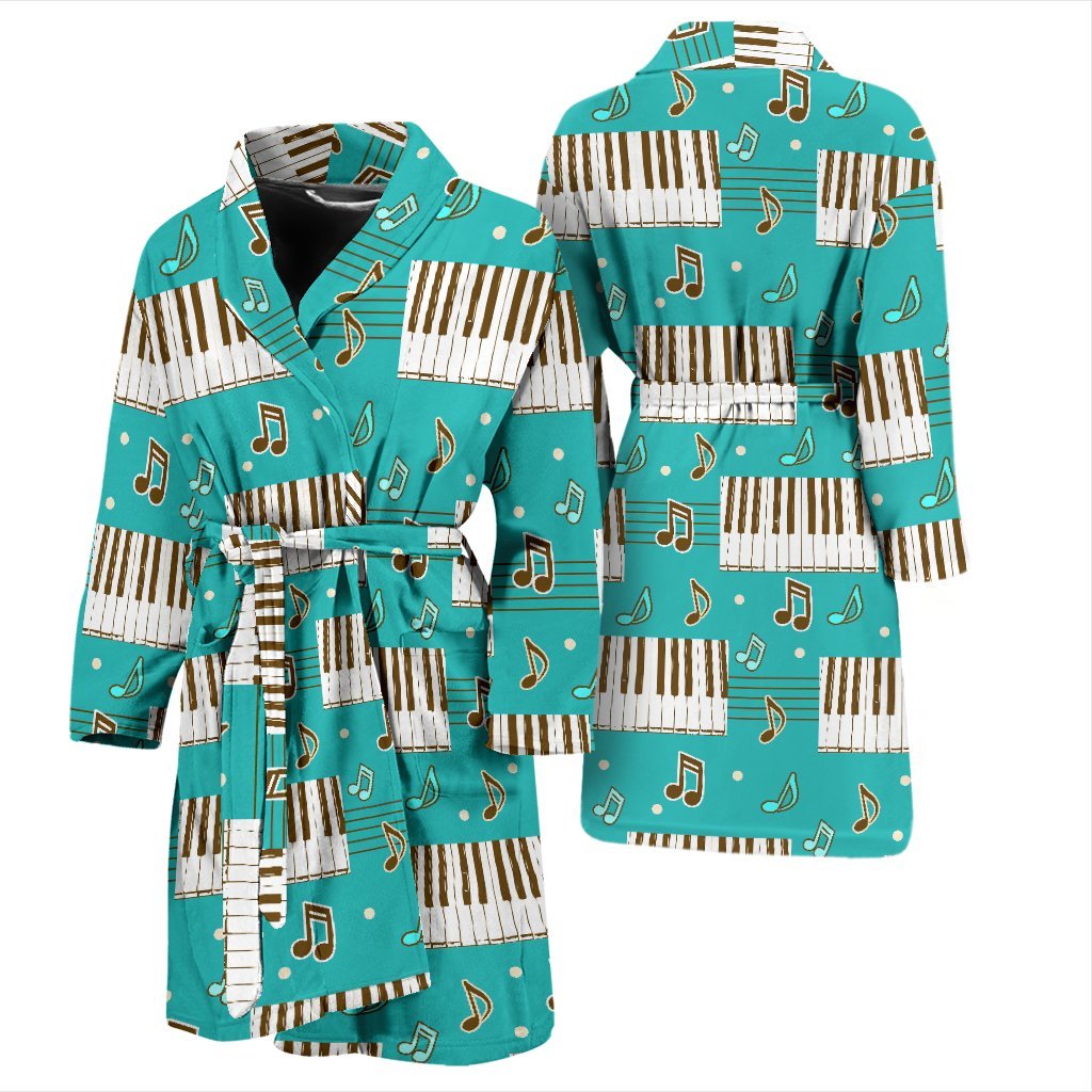 Piano Pattern Print Men Long Robe-grizzshop