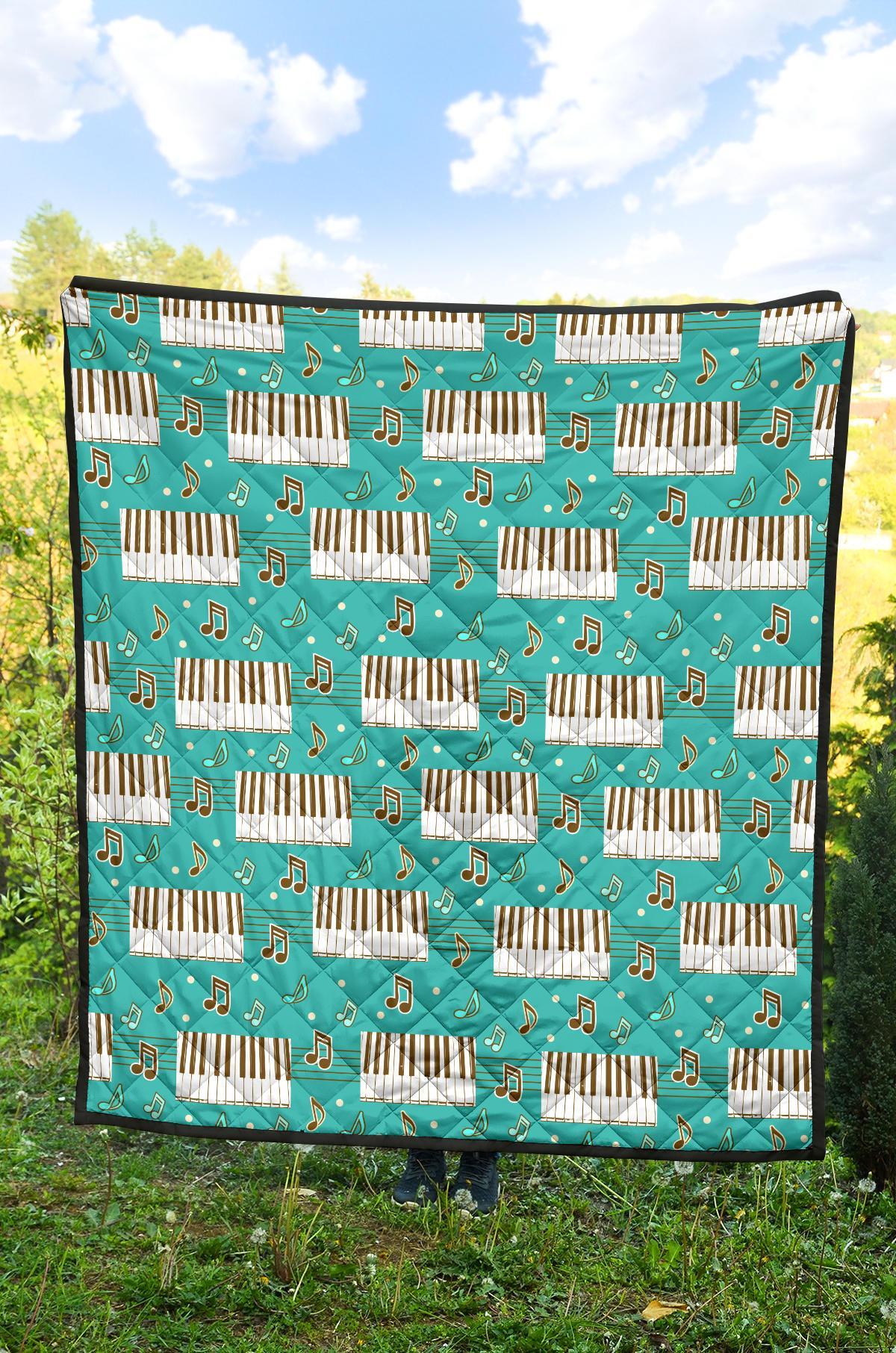 Piano Pattern Print Quilt-grizzshop