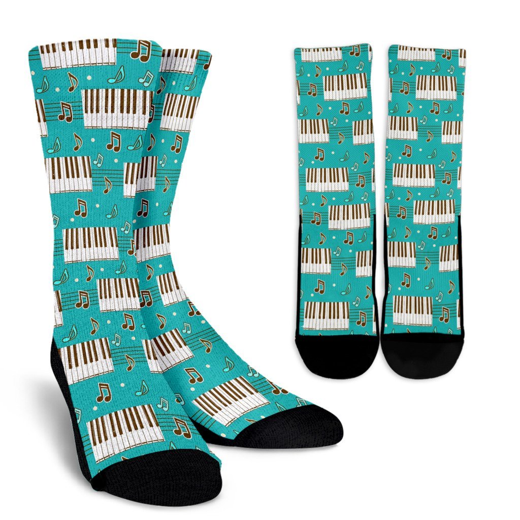 Piano Pattern Print Unisex Crew Socks-grizzshop