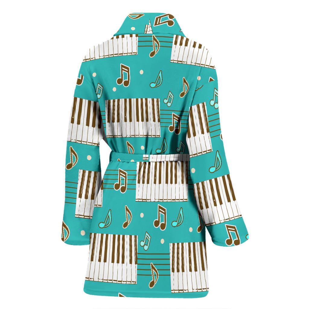 Piano Pattern Print Women Long Robe-grizzshop