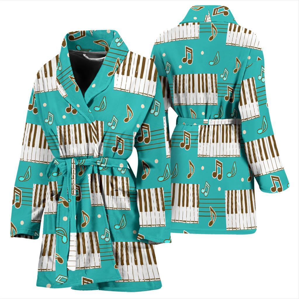 Piano Pattern Print Women Long Robe-grizzshop