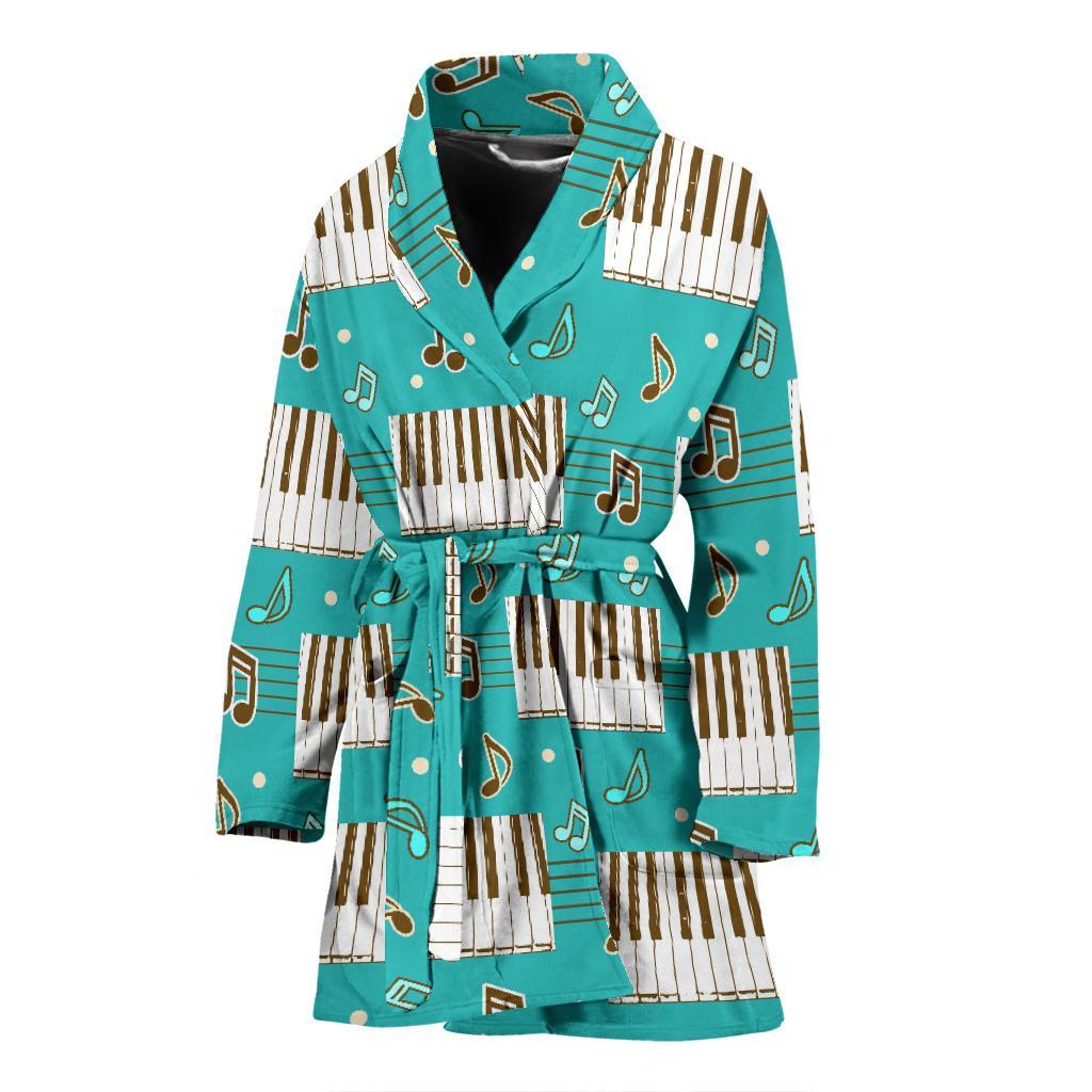 Piano Pattern Print Women Long Robe-grizzshop