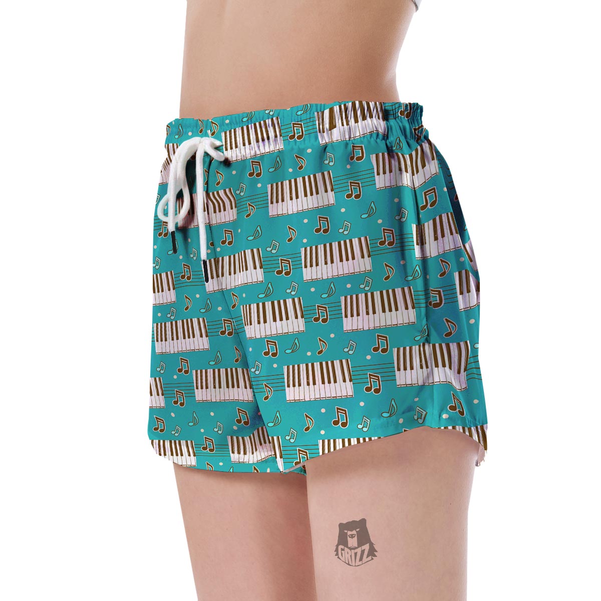 Piano Pattern Print Women's Shorts-grizzshop
