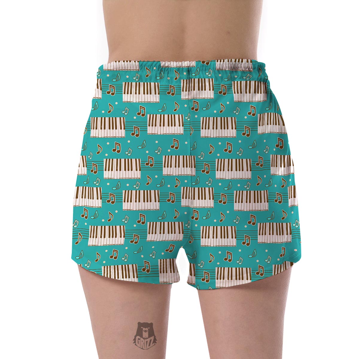 Piano Pattern Print Women's Shorts-grizzshop