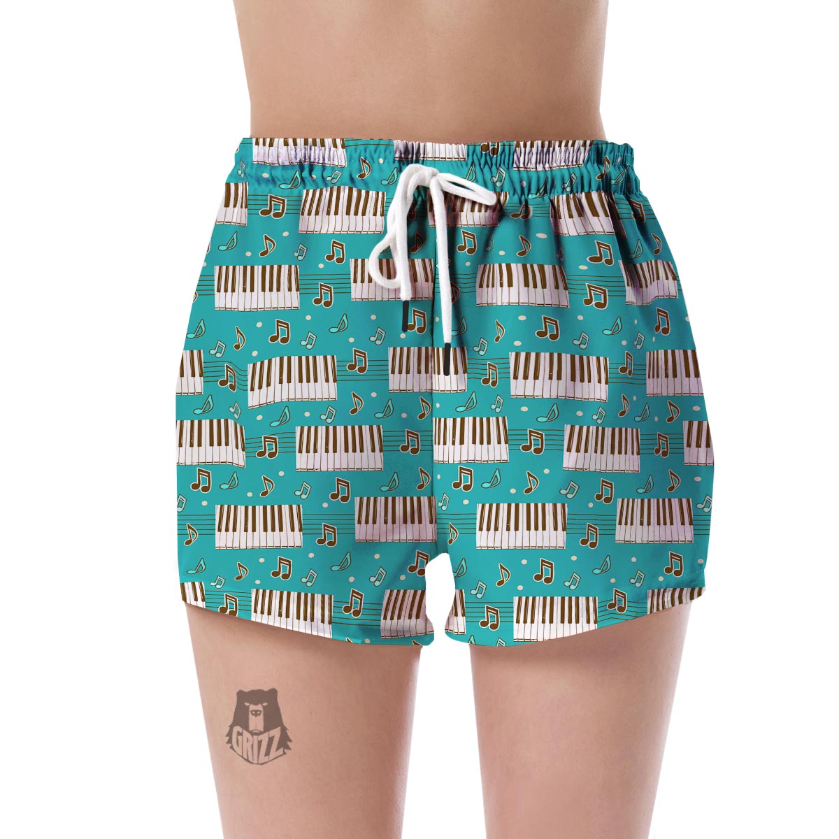 Piano Pattern Print Women's Shorts-grizzshop