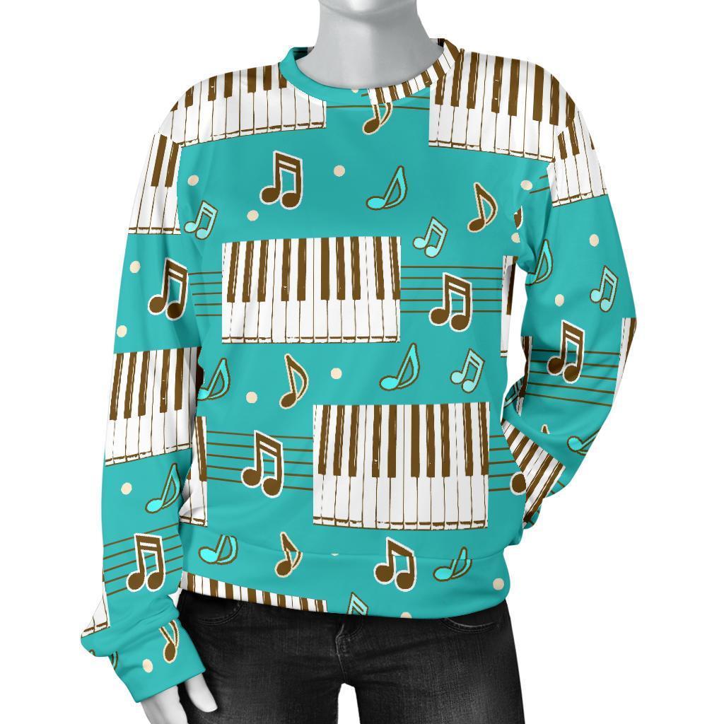 Piano Pattern Print Women's Sweatshirt-grizzshop