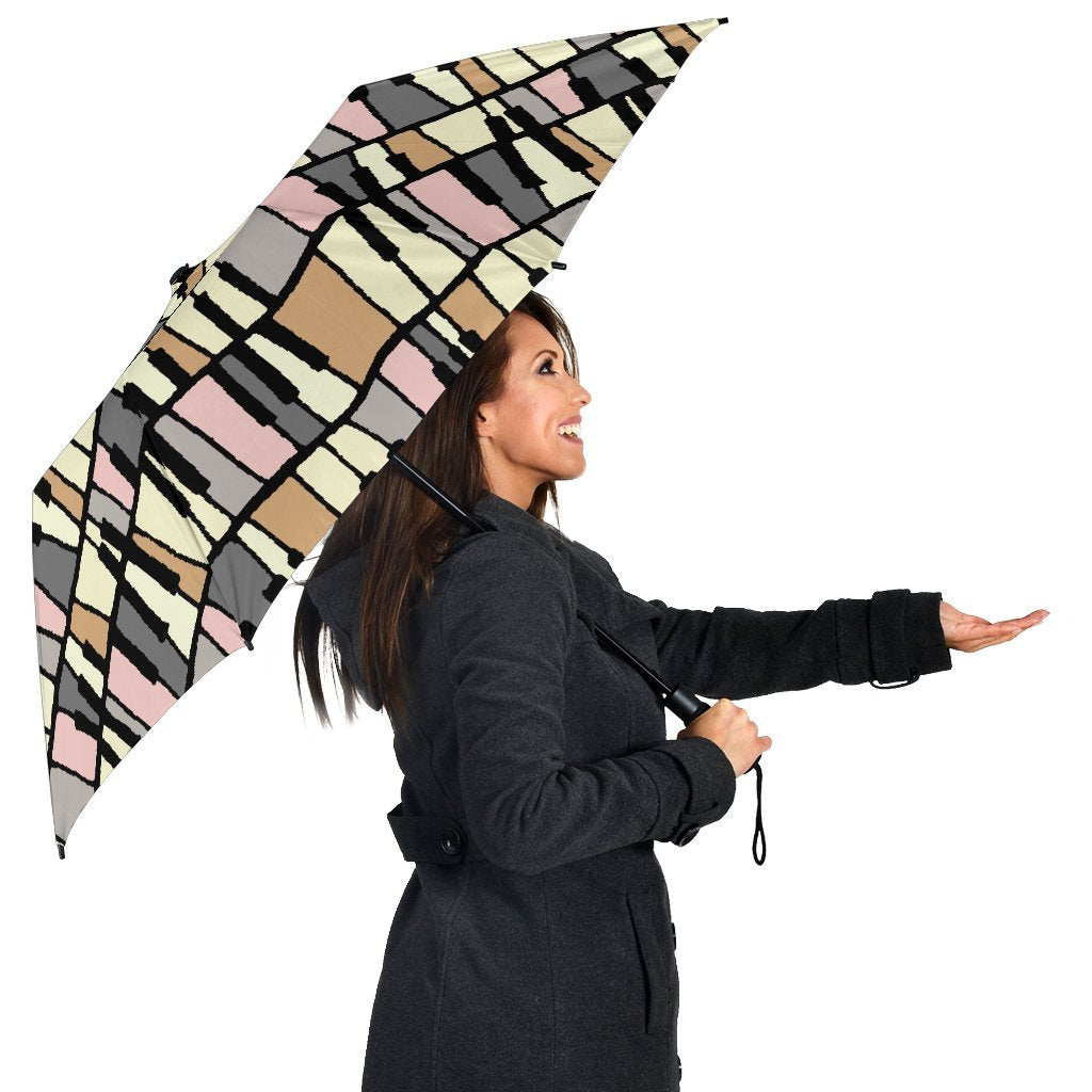 Piano Print Pattern Automatic Foldable Umbrella-grizzshop