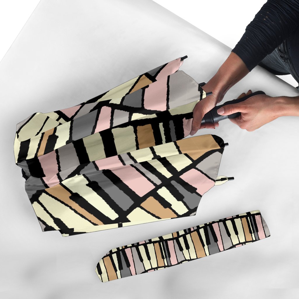 Piano Print Pattern Automatic Foldable Umbrella-grizzshop