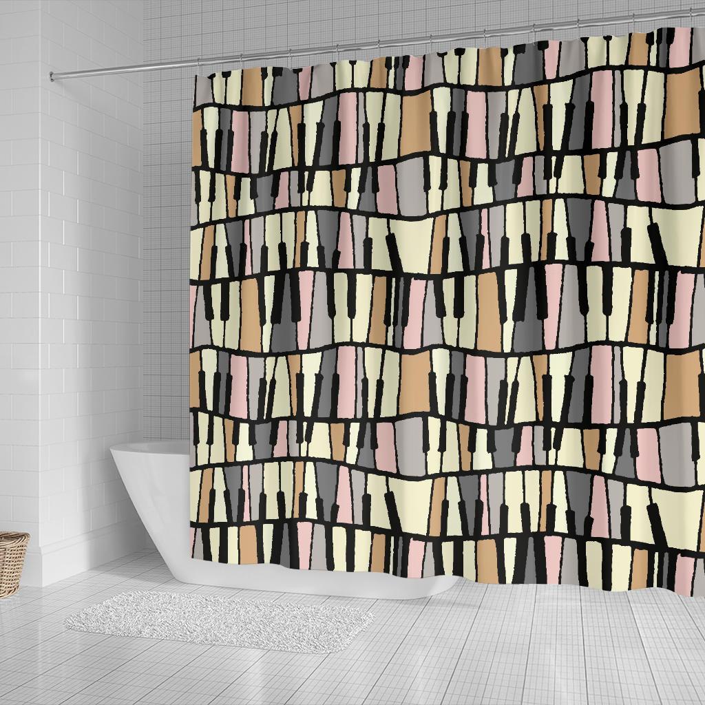 Piano Print Pattern Bathroom Shower Curtain-grizzshop