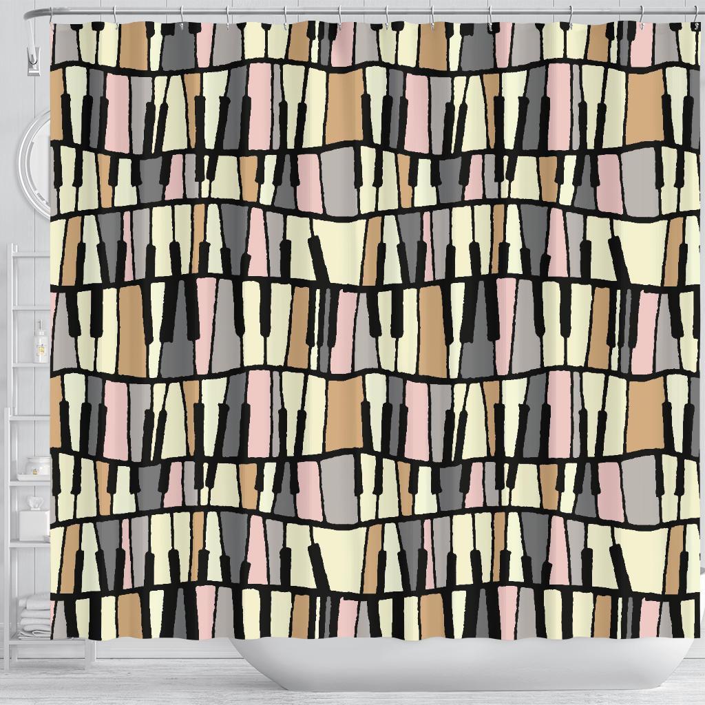 Piano Print Pattern Bathroom Shower Curtain-grizzshop