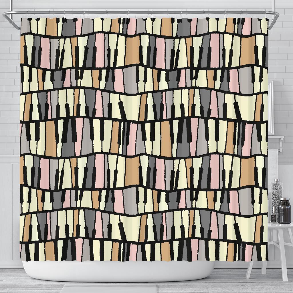 Piano Print Pattern Bathroom Shower Curtain-grizzshop