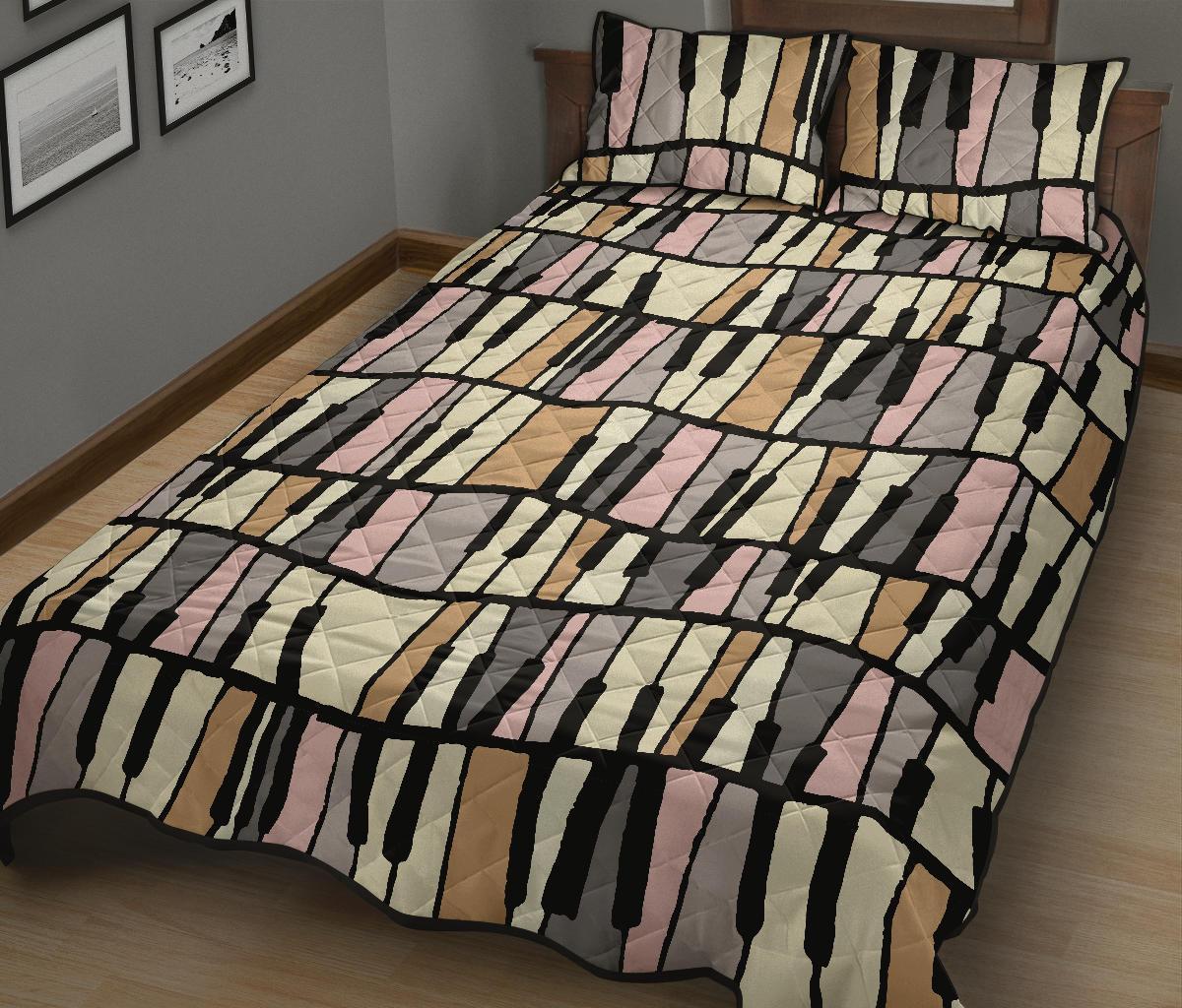 Piano Print Pattern Bed Set Quilt-grizzshop