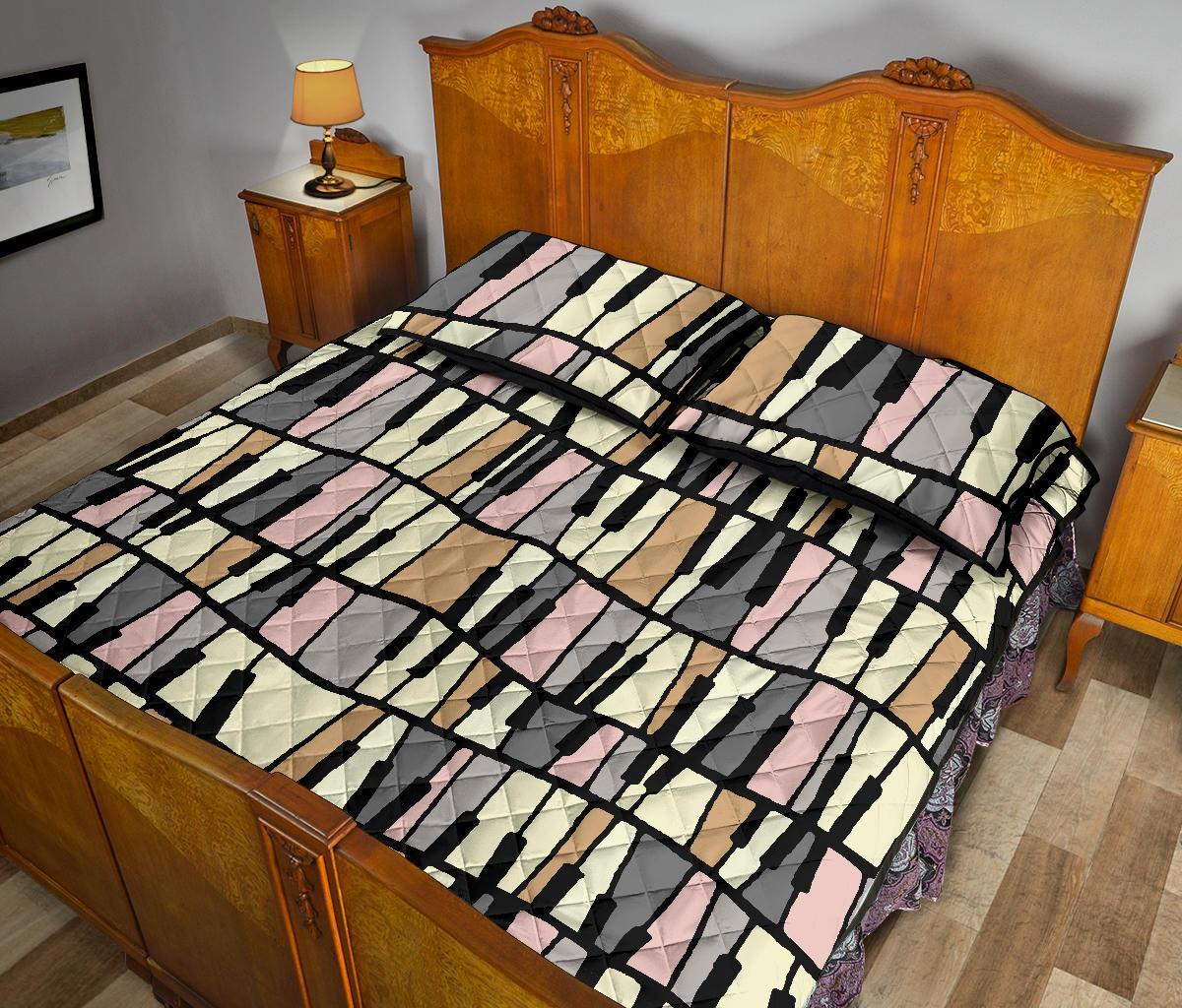 Piano Print Pattern Bed Set Quilt-grizzshop