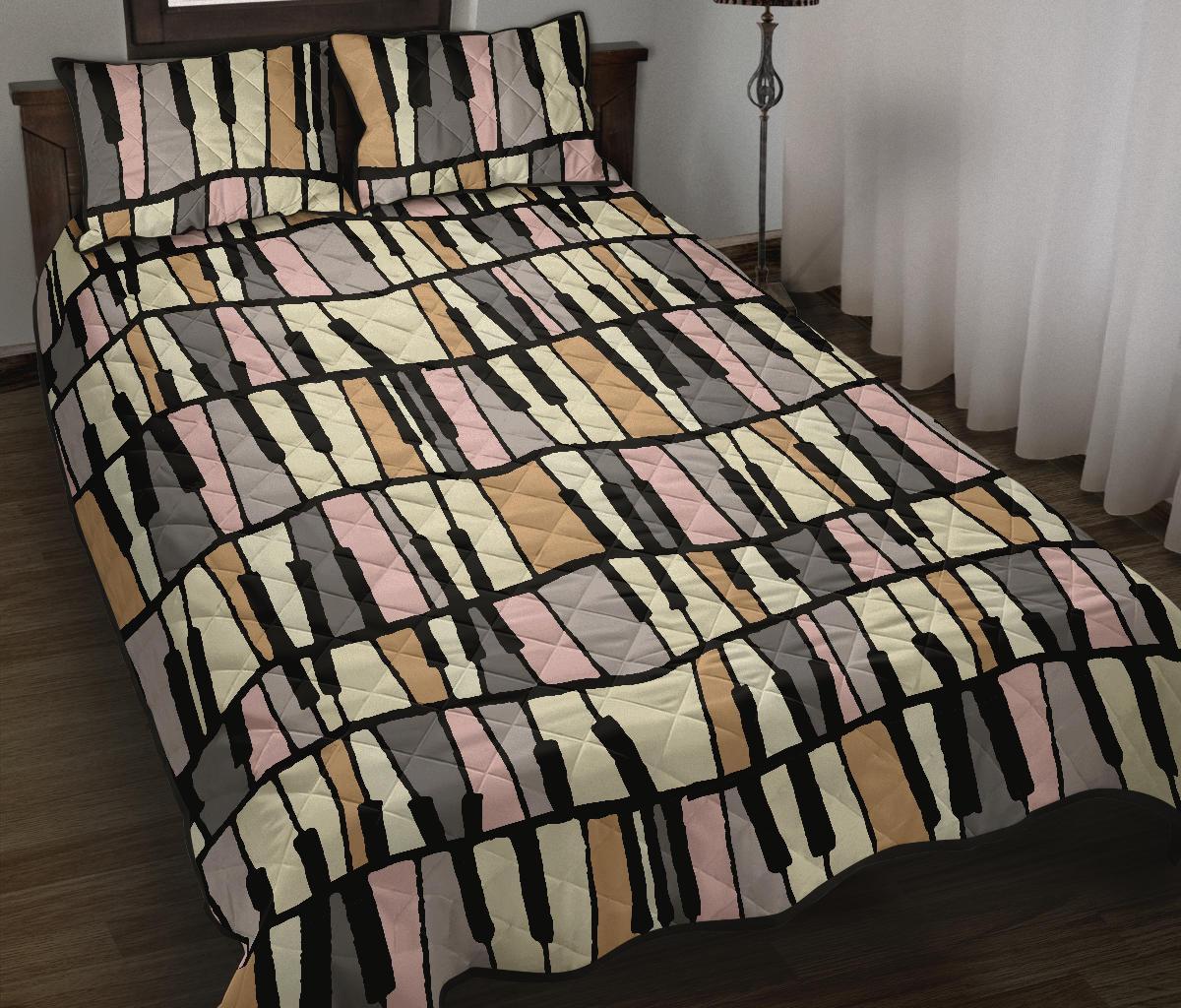 Piano Print Pattern Bed Set Quilt-grizzshop